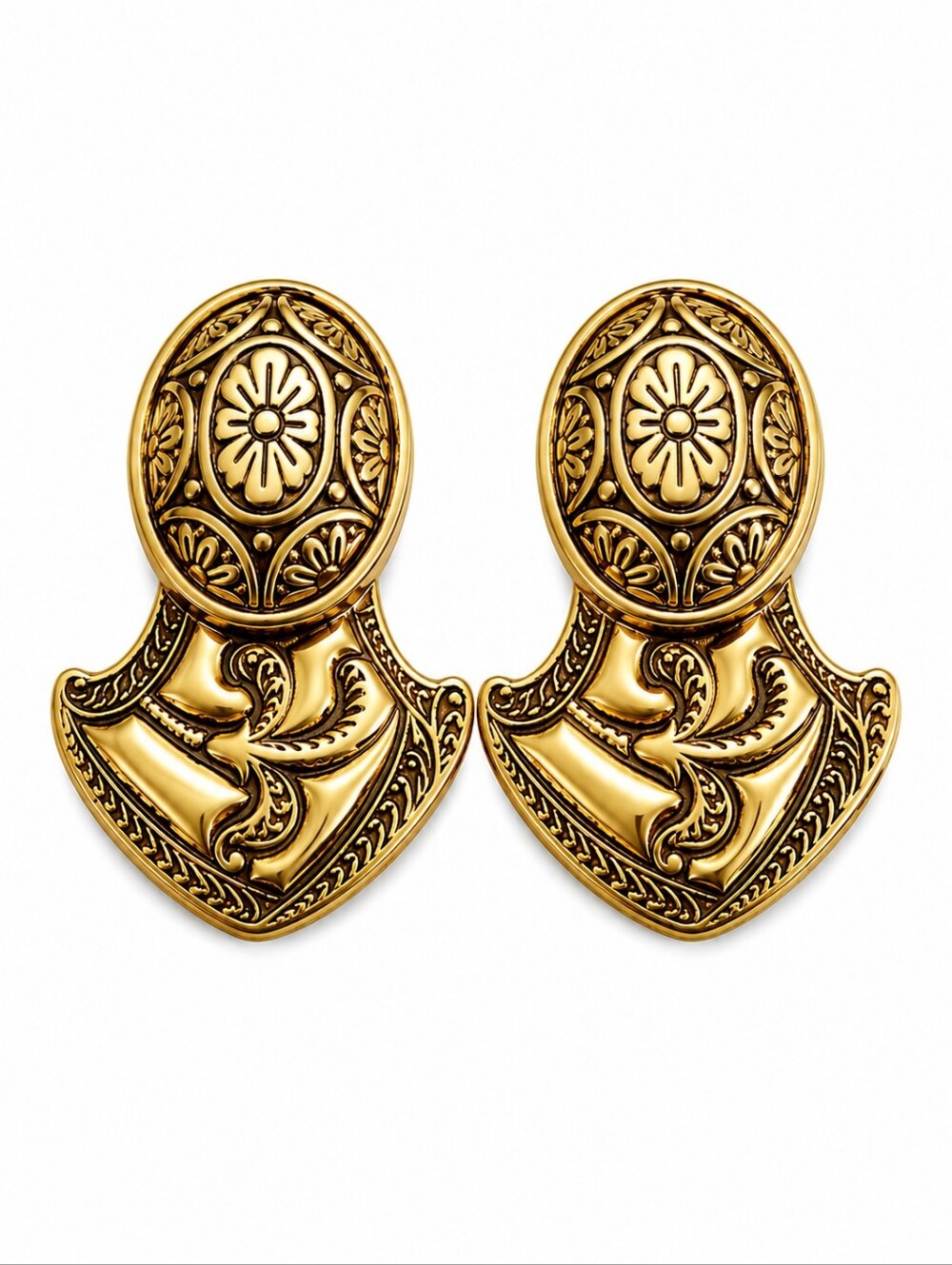 VTG BEN-AMUN Chunky Statement Clip-on Etruscan Warrior Castlecore Earrings